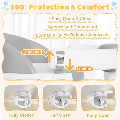 Miniatura 6 de Asiento de baño de bebé TPR agradable a la piel para bebés de 6 meses en adelante, asiento de baño antideslizante con ventosa para bañera de bebé