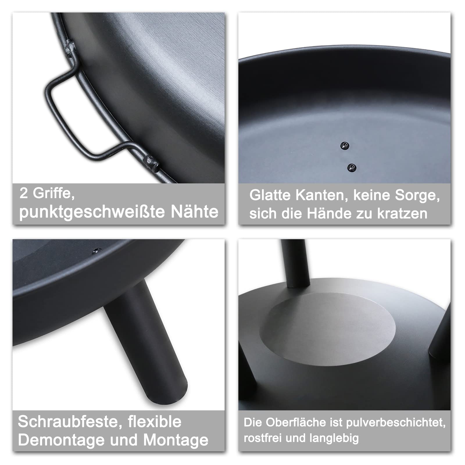 Sonnewelt Braciere Ø 75 cm, braciere per esterni con maniglie
