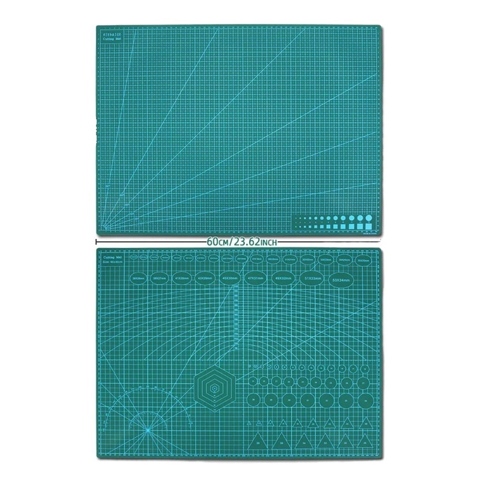 Schneidematte Selbstheilend 2pcs 60 * 45cm A2 PVC Cutting Mat Board Durable Self-healing DIY Sewing Student Art Paper Engraving Pad Leather Craft Tool(A2 Green-green)