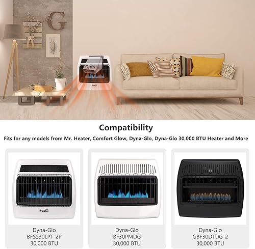 Miniatura 5 de Criditpid WHF100 - Ventilador de pared sin ventilación para Mr. Heater, Dyna-Glo 30,000 BTU, calentadores sin ventilación de brillo confortable,