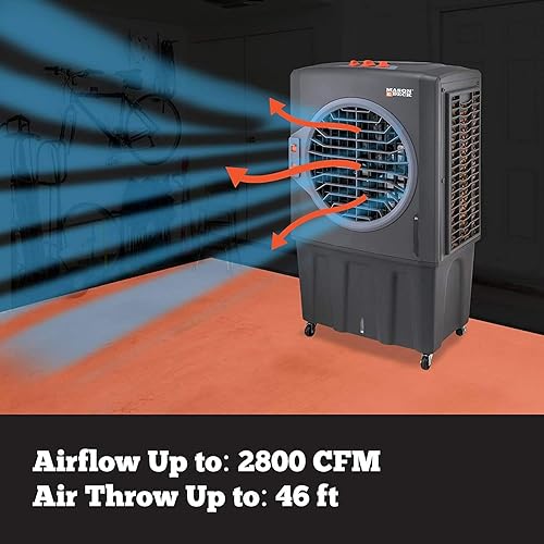 Miniatura 3 de Mason & Deck ME2MOGO, potente enfriador evaporativo portátil de baja energía para grandes espacios de trabajo, 2800 CFM, gris
