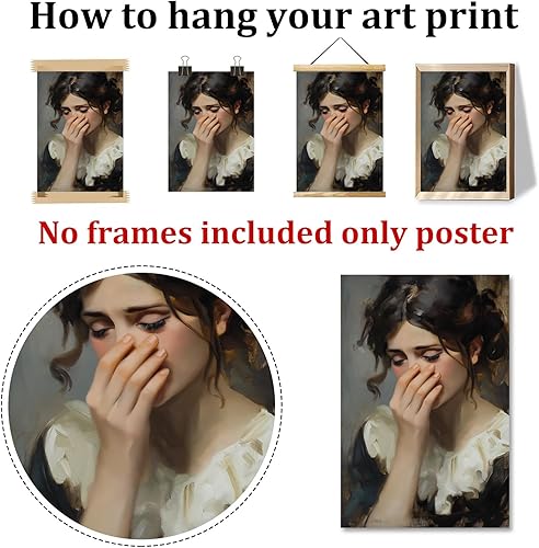 Miniatura 6 de Arte de pared con nariz para niña, póster divertido para el baño, fotos vintage para mujer, pintura clásica, arte retro para niña, divertidos