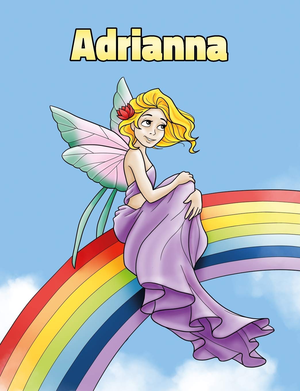 Adrianna: Personalized Composition Notebook – Wide Ruled (Lined) Journal. Rainbow Fairy Cartoon Cover. For Grade Students, Elementary, Primary, Middle School, Writing and Journaling