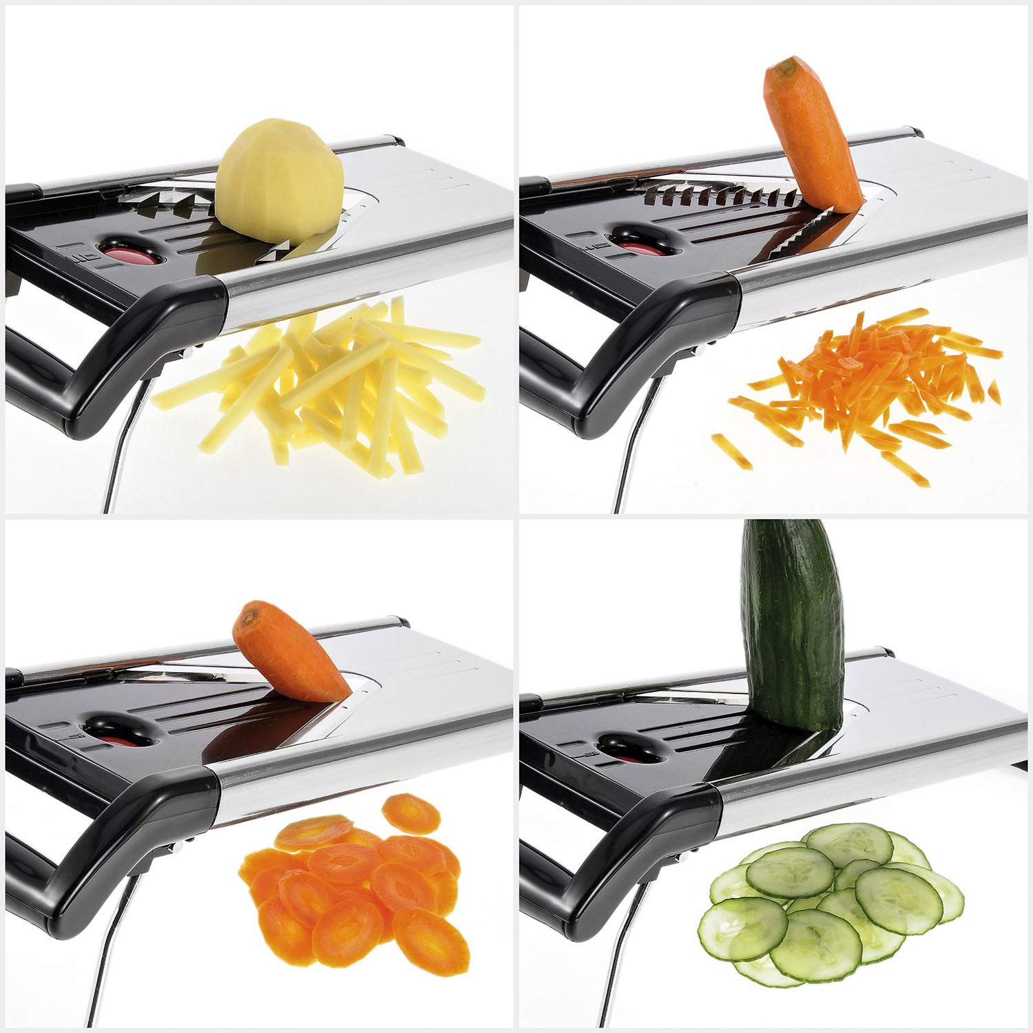 Westmark Cortador/rebanador de verduras, Con 5 accesorios de corte, Cuchillas de acero inoxidable, V-Plus, negro/plateado/rojo, 11302260