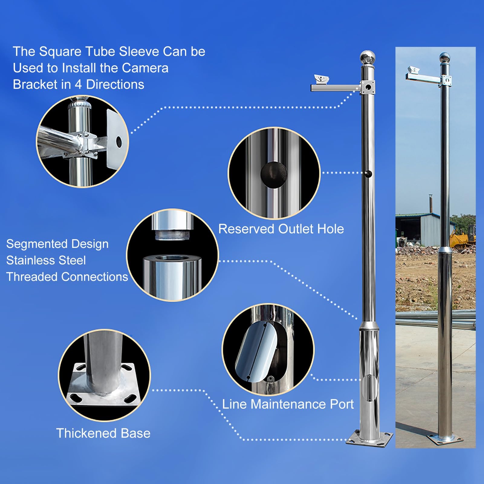 Kamera Halterung, Halterung für Kamera Überwachung, Überwachungskamera Aussen Mast, Universal Security Camera Halter(600cm/236in)