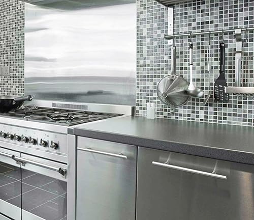 Miniatura 4 de Amhao - Papel tapiz autoadhesivo de acero inoxidable para salpicaduras, mesa y encimera, de 15.7 x 78.7 pulgadas