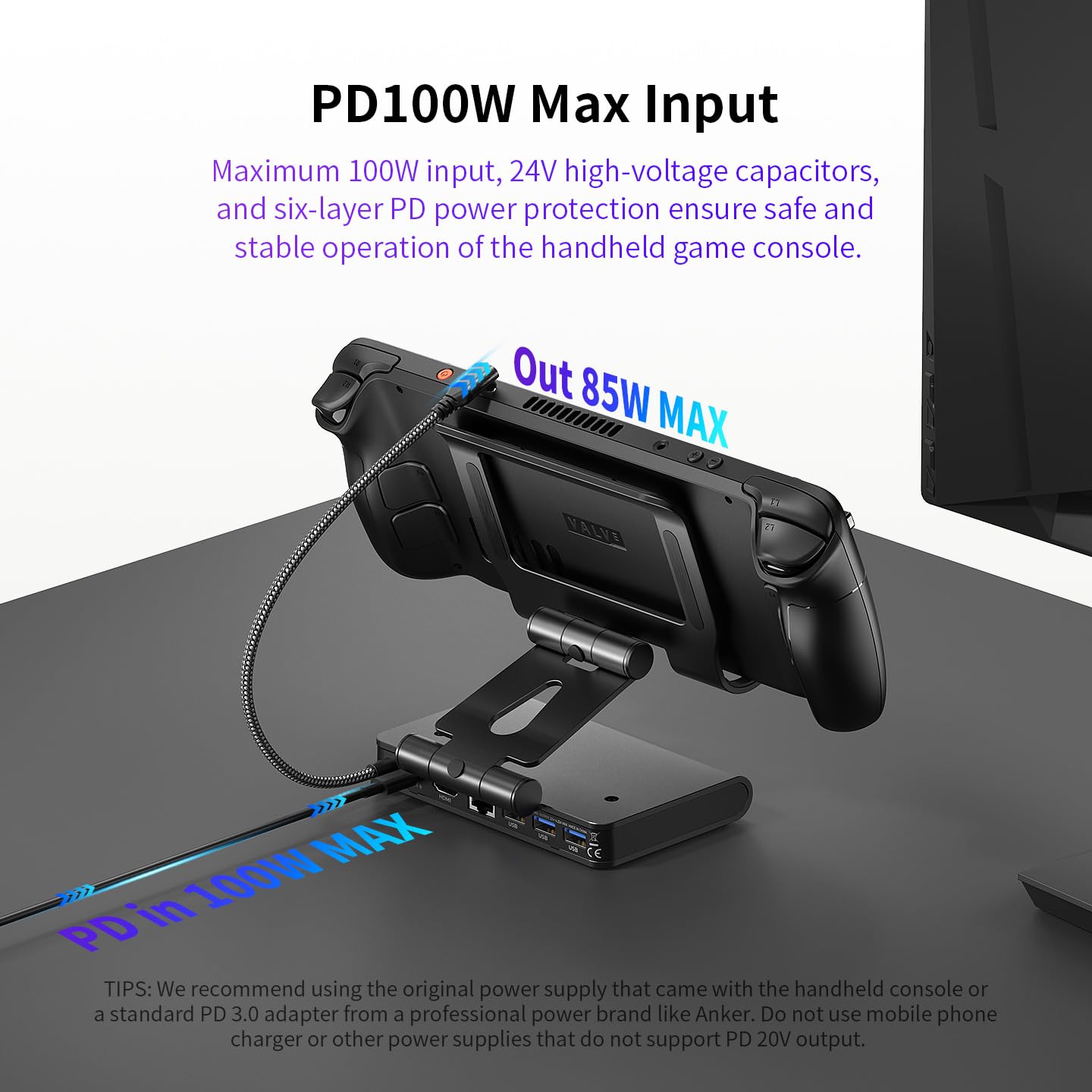 Docking Station Magnetica a Doppio Ventilatore 4K@144Hz – PD 100W e Gigabit per ROG Xbox Ally/X, ROG Ally/X, Switch 2/1, Steam Deck (OLED), Claw/Claw 8, LEGION Go e Serie OneXPlayer