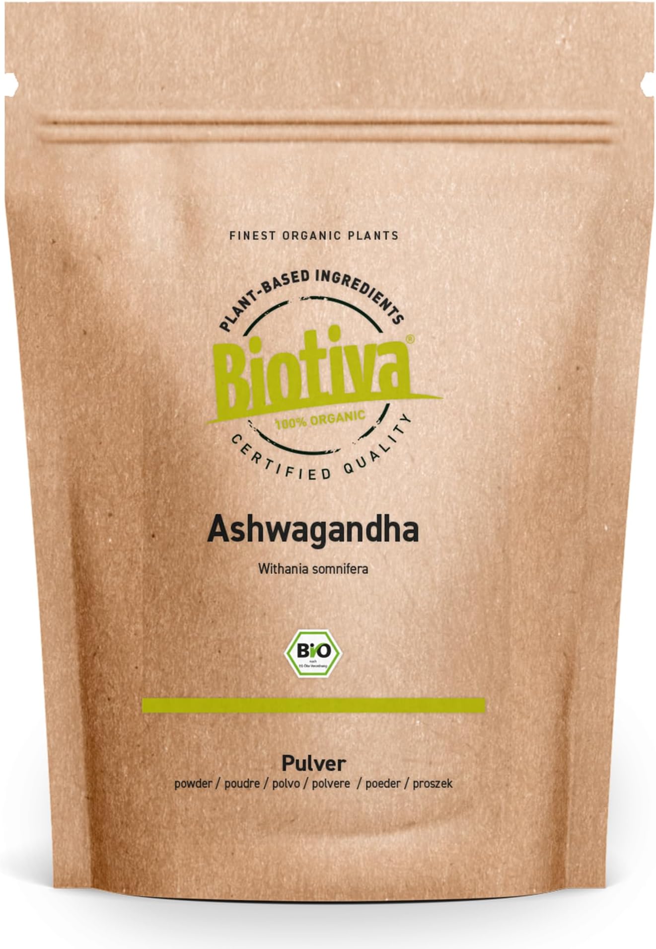 Biotiva Ashwagandha Powder Organic 250g - Ashwaganda Root Powder - Sleeping Berry - Ayurveda - Indian Ginseng - Withania Somnifera - Vegan - Packed in Germany (DE-ECO-005)