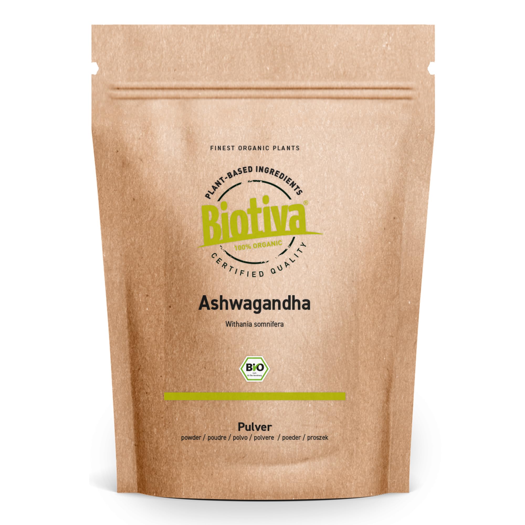 Biotiva Ashwagandha Powder Organic 250g - Ashwaganda Root Powder - Sleeping Berry - Ayurveda - Indian Ginseng - Withania Somnifera - Vegan - Packed in Germany (DE-ECO-005)