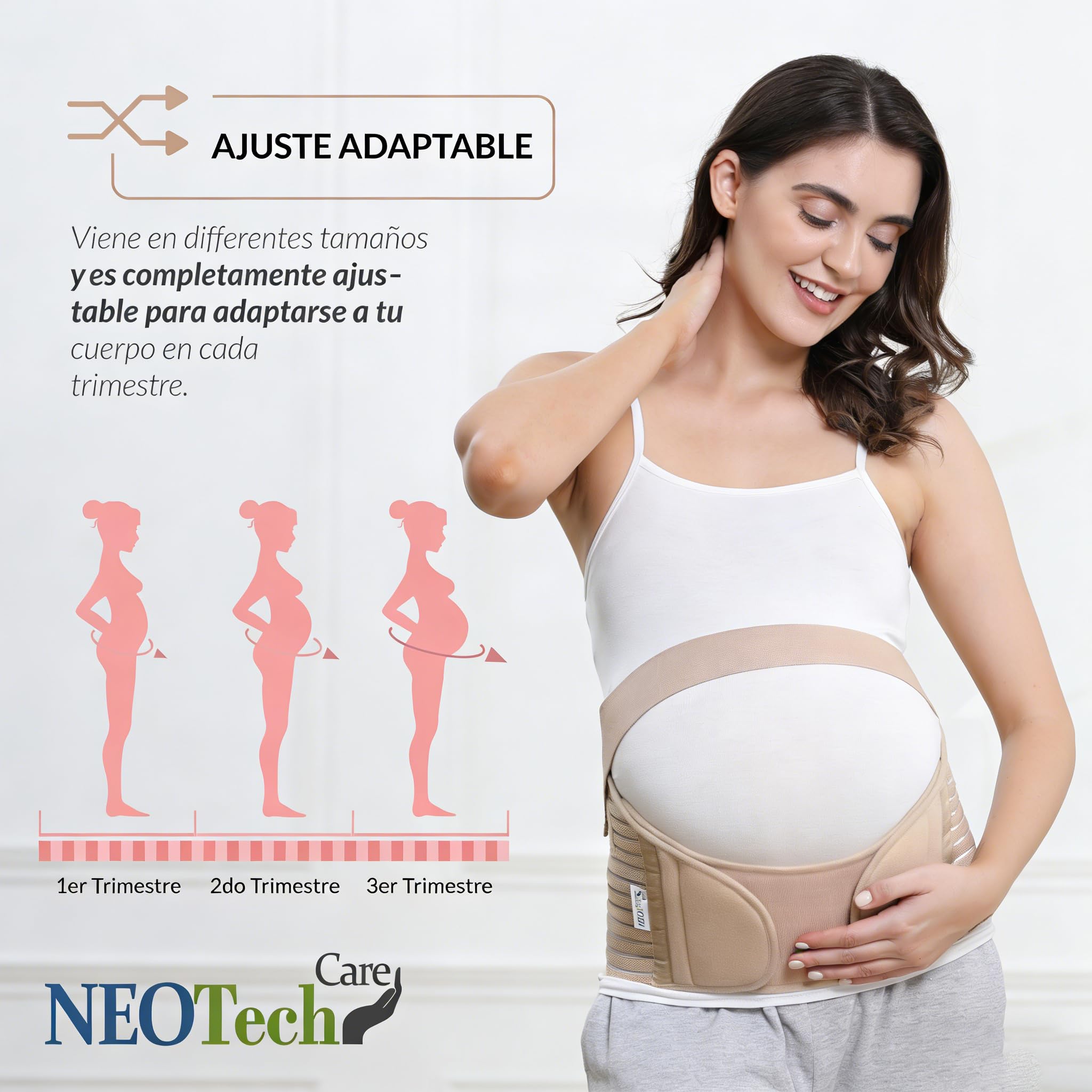 NEOtech Care Cinturón de maternidad Apoyo durante el embarazo - banda para abdomen/cintura/espalda, faja de premamá para el vientre (Beige, M)