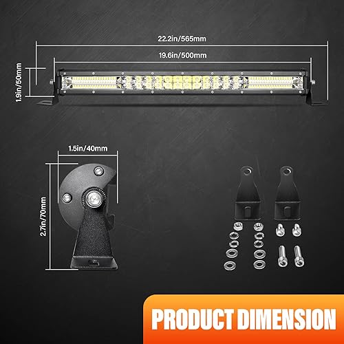 Miniatura 2 de SKYWORLD Barra de Luz Delgada de 20 Pulgadas 180W Haz Combinado Spot Flood Luces de Conducción LED, Luz de Trabajo 7D Lámpara Antiniebla Impermeable