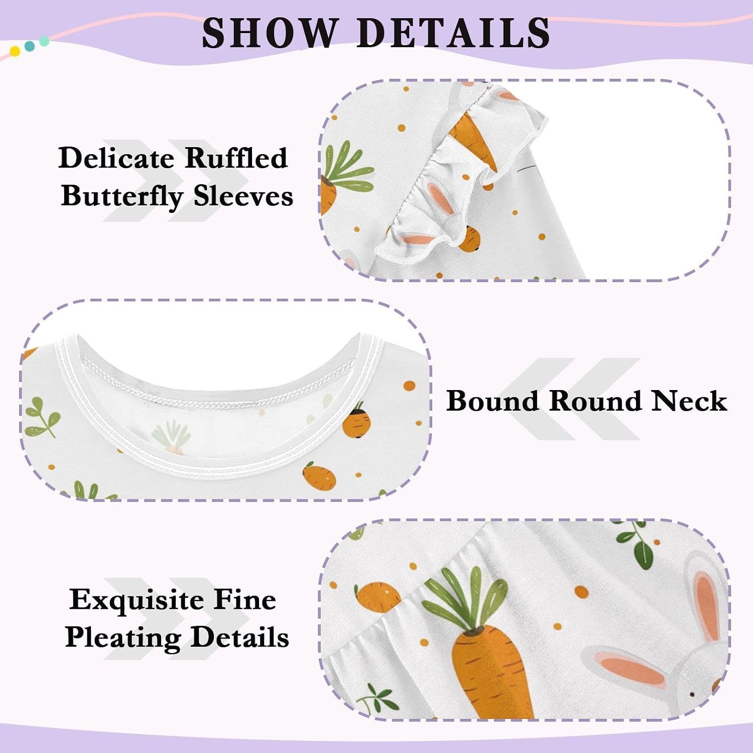 visesunny Toddler Clothes for Girls Carrot Leaf Rabbit Long Sleeve Fall Shirts Cotton Top with Ruffle Collar