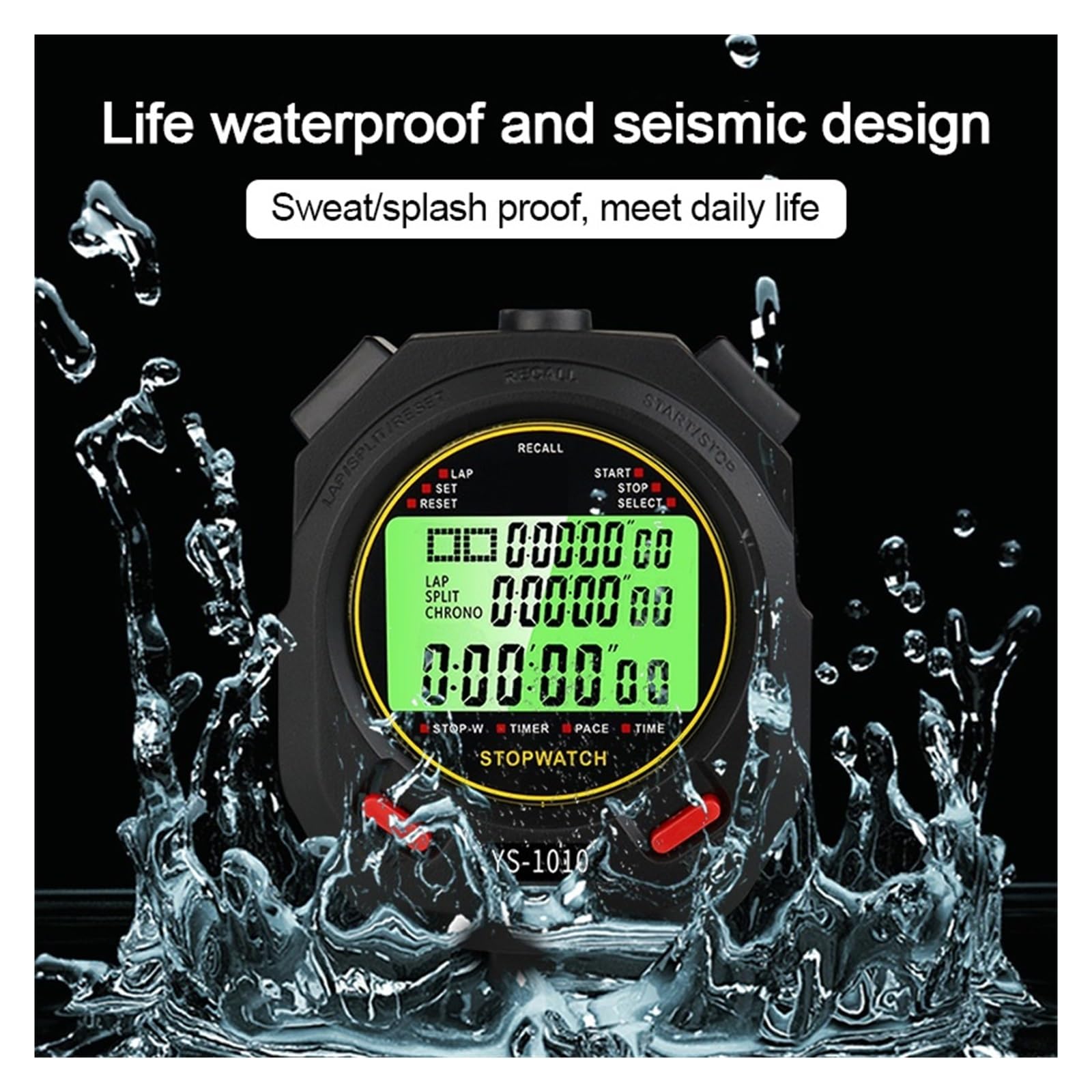 Cronometro, Cronometro elettronico luminoso Timer digitale 10/30/60/100 Cronometro sportivo multitraccia Timer portatile for allenamento di corsa(60 Tracks)