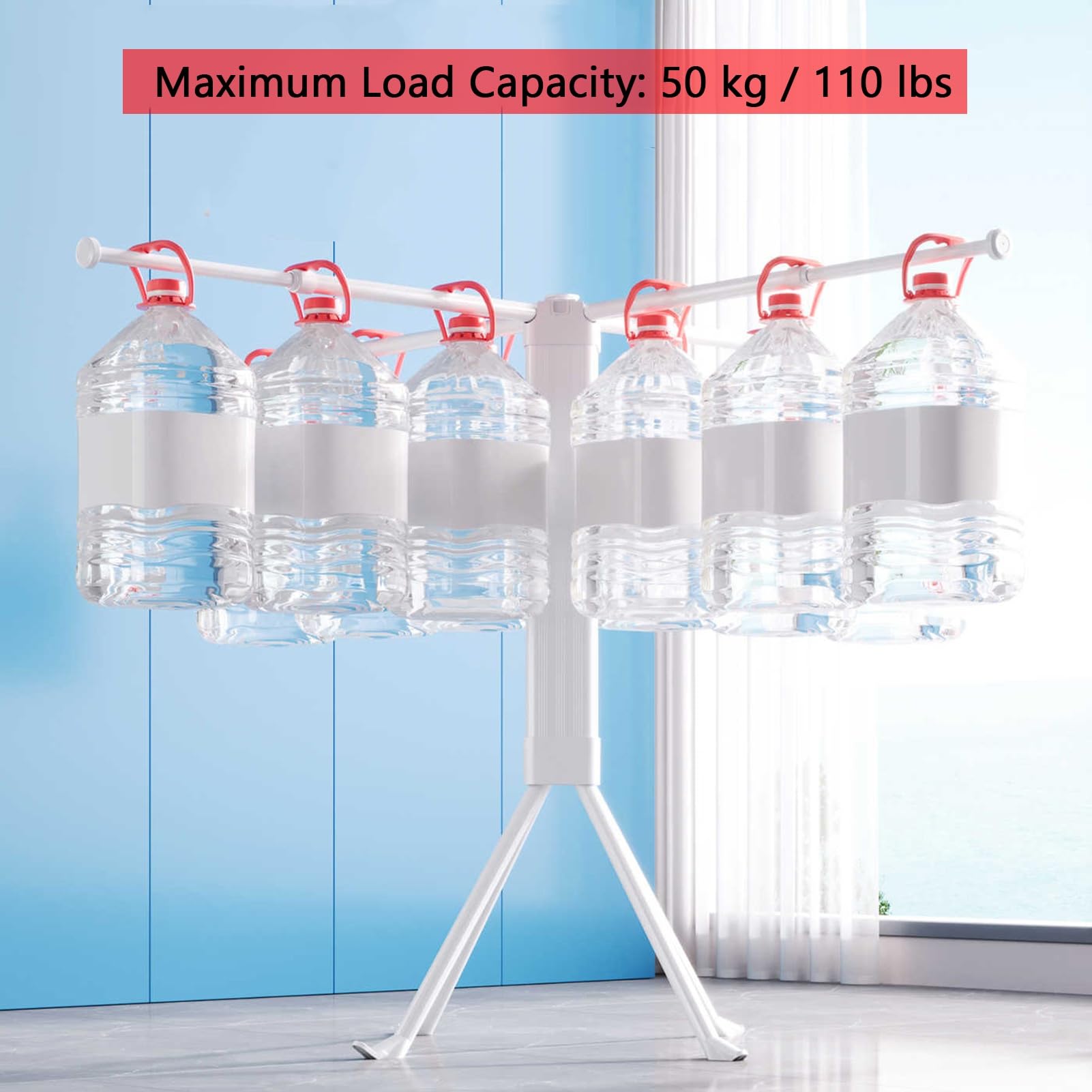Stendibiancheria pieghevole con 16 clip in acciaio inox e 8 aste espandibili, può contenere fino a 49,9 kg per calze e asciugamani