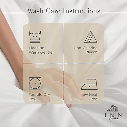 Miniatura 5 de Linen Home Juego de sábanas 100% de percal de algodón, fresco, ligero, sólido, king, 4 piezas, 1 sábana encimera, 1 sábana ajustable, bolsillos