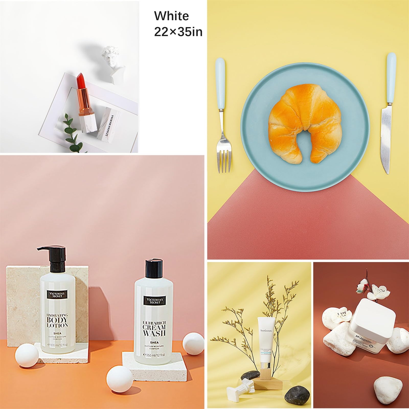 Fotohintergrund-Set Mit T-Ständer – 12 Papiere, 24 Farben, 86,4x45 Cm, Für Produktfotos