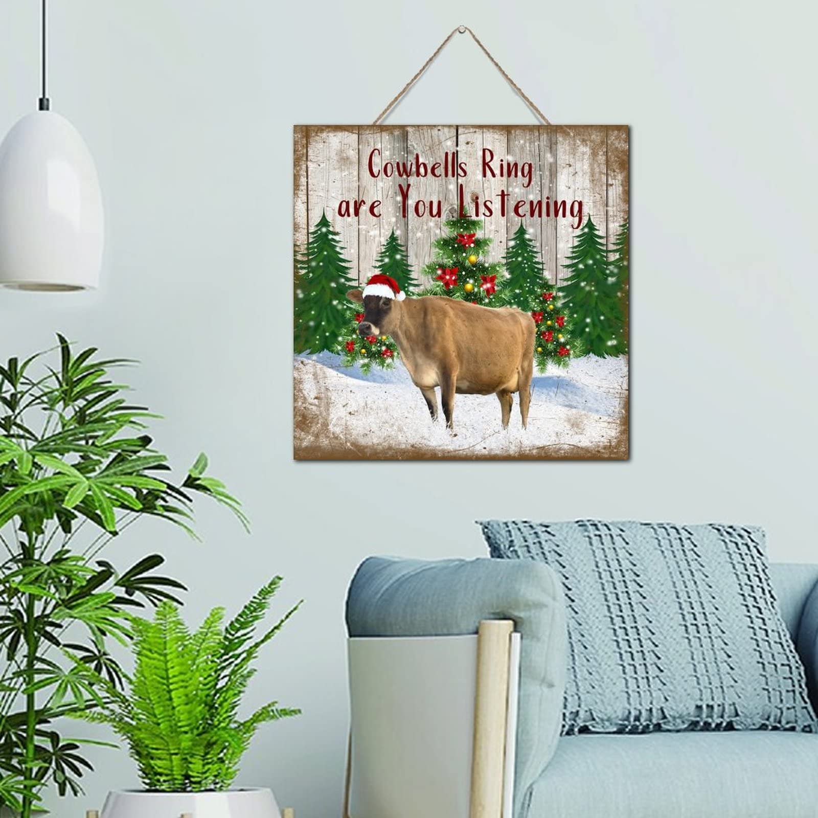 Panneau en bois Ring Are You Listening clochettes décor rustique