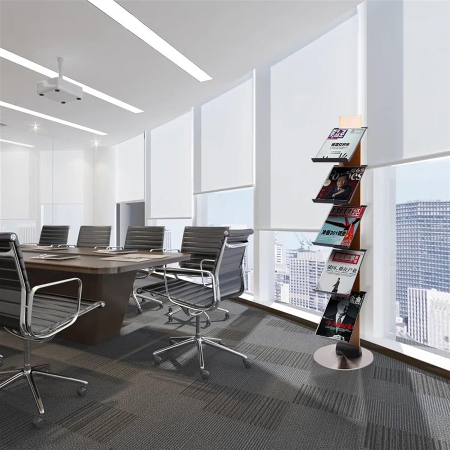 Floor-Standing Magazine Rack, Office Newspaper Rack Creative Multi-Layer Metal Display Rack Floor Standing Magazine Rack Book Rack Data Rack Exhibition Brochure Display Racks,Display Rack