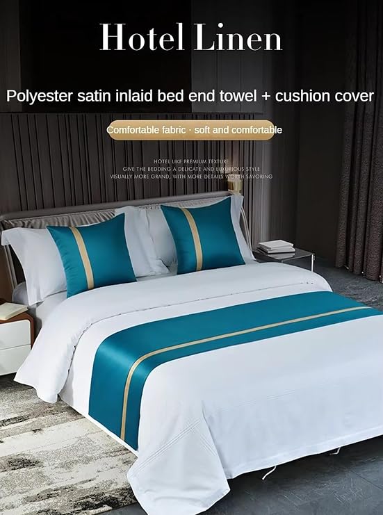 Blue Bed Runners Double Bed Soft Bedspread Luxury Bedding Cover Bed End Scarf For Foot Of Bed For Hotel Bedroom Wedding Room(Light Gray,50 * 50cm(No core))