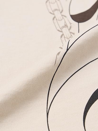 One Piece: Pirates Men and Boys Short Sleeves Round Neck Beige Graphic Printed Anime Casual Drop Shoulder Streetwear Lightweight Cotton Oversized T-Shirt – One Piece product image