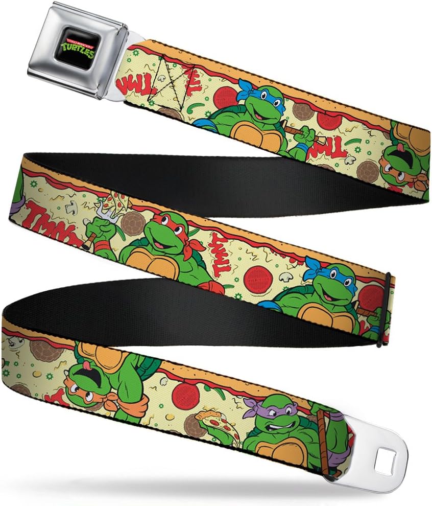 Buckle-Down Seatbelt Belt - Classic TMNT Turtle Pizza - 1.0" Wide - 20-36 Inches in Length