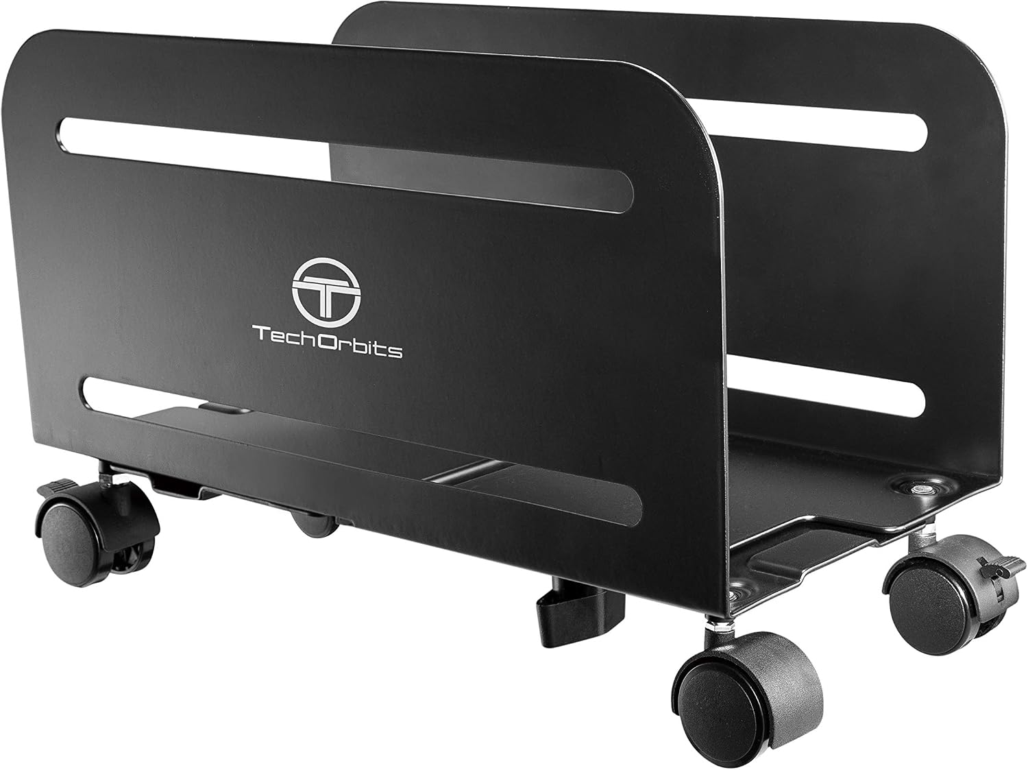 TechOrbits Computer Tower Stand - Mobile PC Stand - Adjustable Desktop CPU Holder Cart with Lockable Caster Wheels