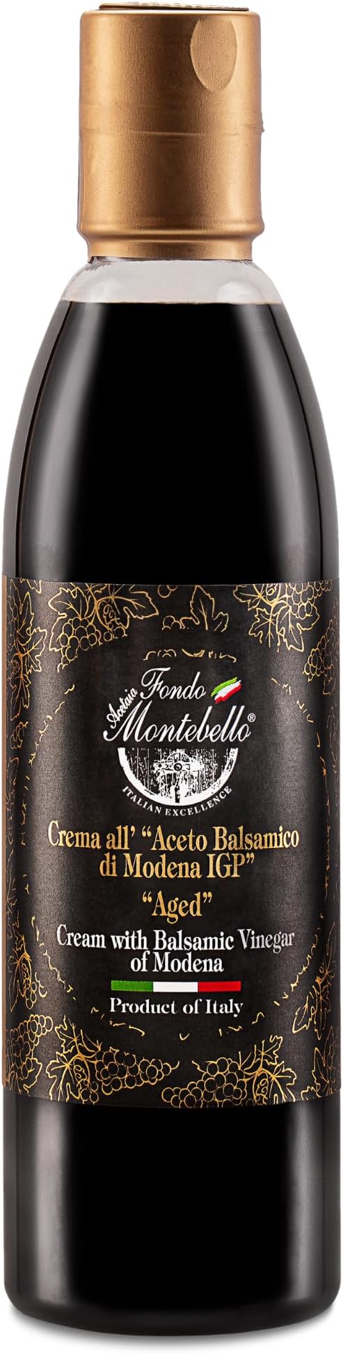 Aged Balsamic Glaze 8.45 fl.oz. (250ml), High Density Balsamic Vinegar Glaze Drizzle, Cream with Balsamic Vinegar of Modena, Sweet Reduction Glaze - Imported from Italy
