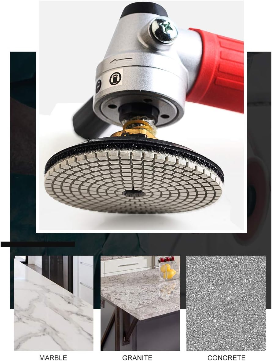 Diamond Polishing Pads 4 inch, Wet and Dry Polishing Tools Kit for Concrete, Granite, Marble, Quartz and Ceramic Tile Polishing. (200# - 10Pack) - - 