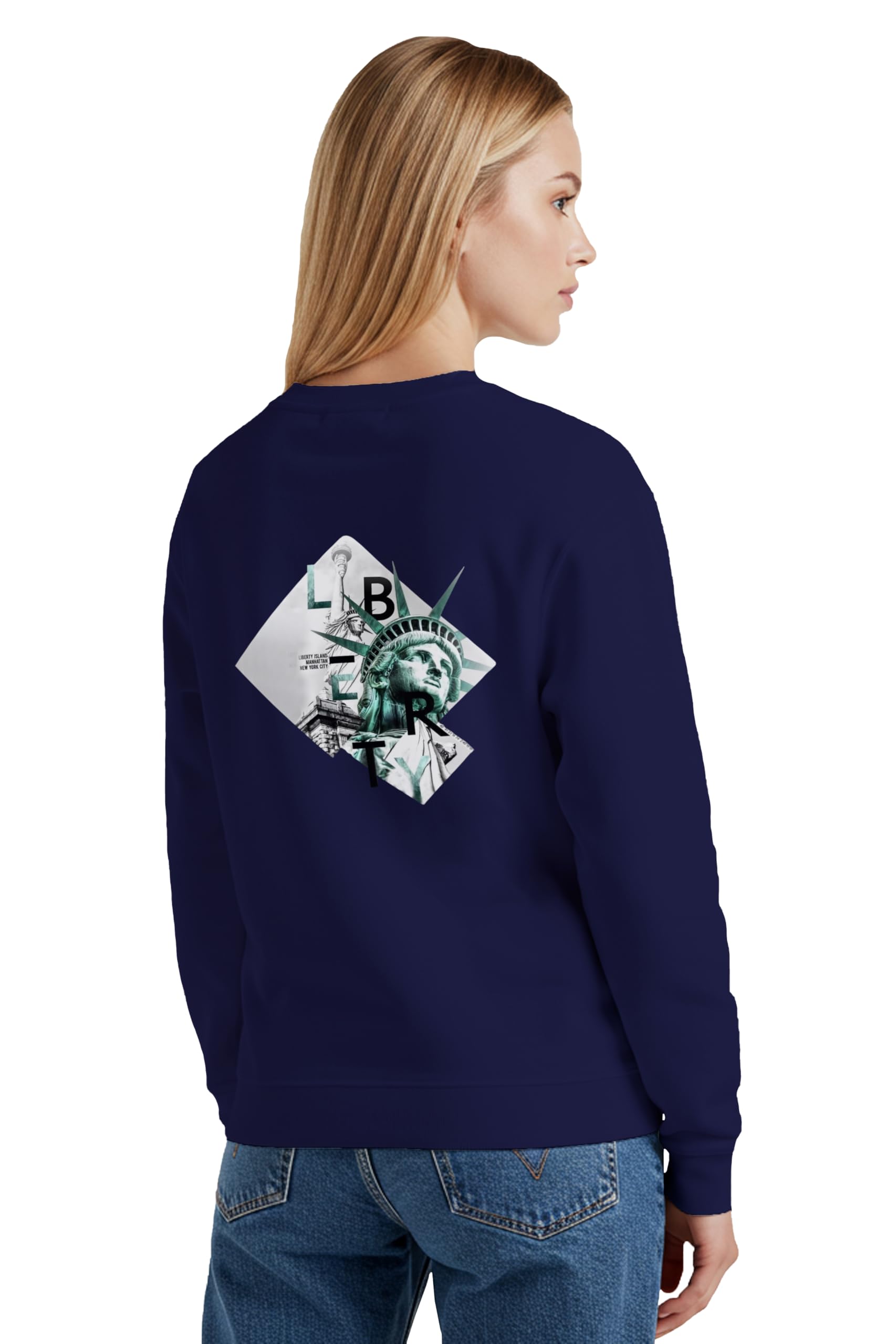 Sweatshirt for Woman Liberty Cotton Blend Graphic Print Full Sleeve Stylish Round Neck Regular Fit Gen Z Winter Sweatshirt-image-17