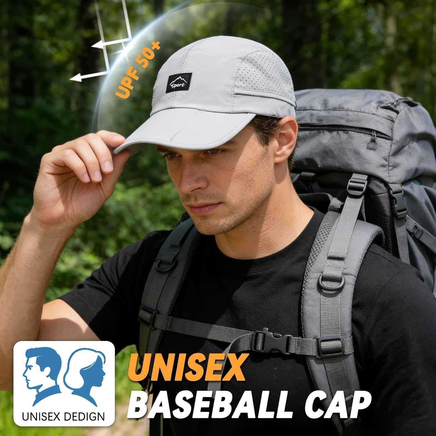 Foldable Unstructured Baseball Cap, UPF 50+ Water Resistant Sport Hat image 2