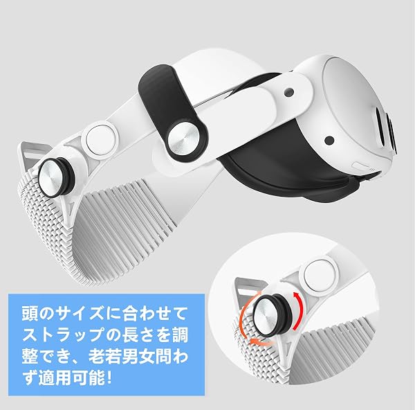 SHEAWA for Meta Quest 3S/3 ヘッドストラップ ヘッドバンド 重みを減少 圧力分散 寝ながらVR 快適 シリコンゴム 互換品 アクセサリー (ホワイト) - 5