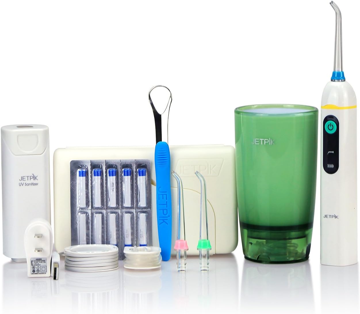 JetPik 50 Ultra Irrigator Tooth Water Cleaning System Home & Travel Kit with Case & UV Sanitizer