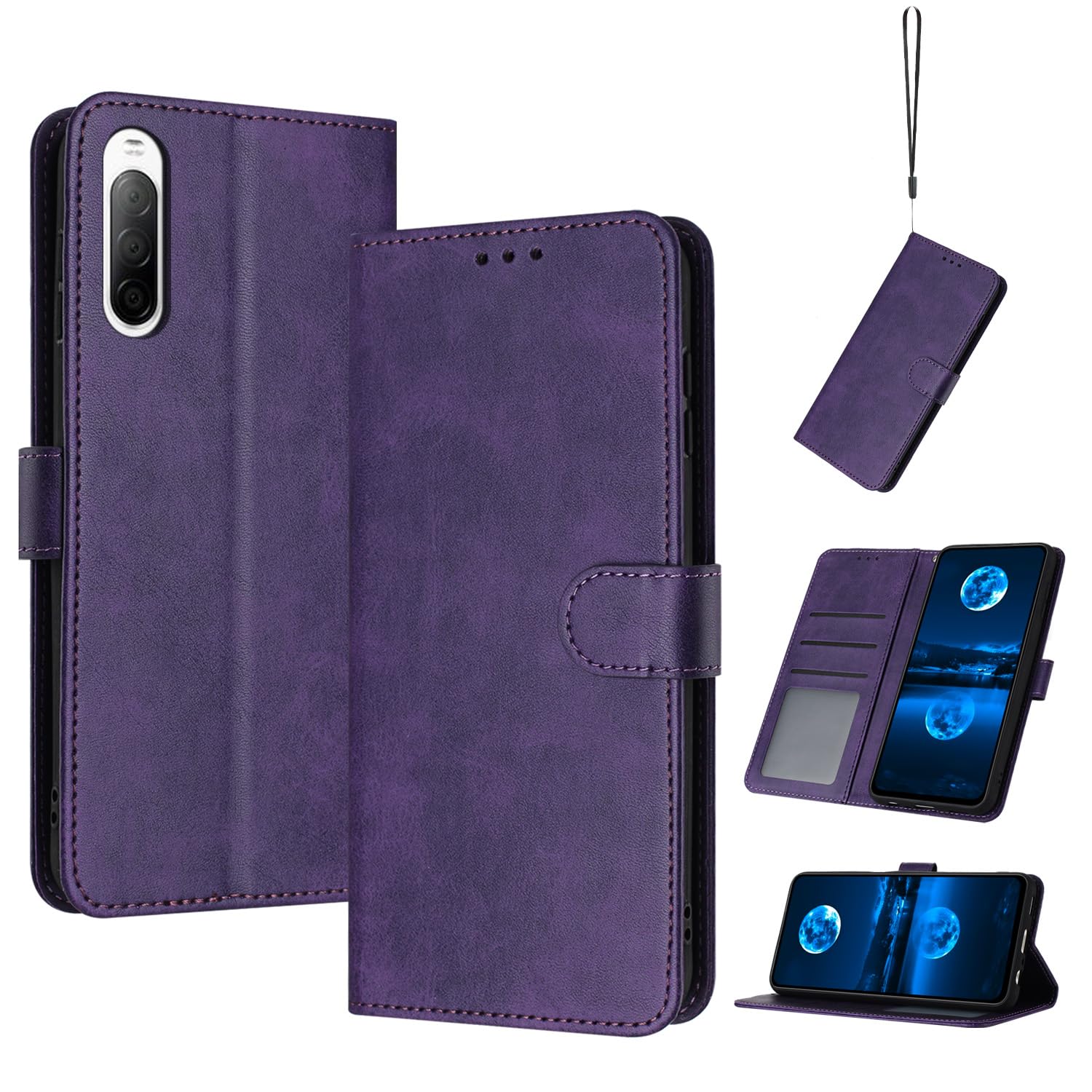 Compatible with Sony Xperia 10 VI Leather Case,Compatible with Sony Xperia 10 VI 2024 XQ-ES44 XQ-ES72 XQ-ES04 XQ-ES54 Case PU Leather Phone Flip Cover Purple