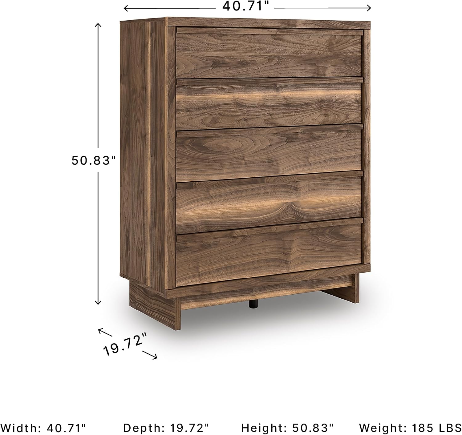 Signature Design by Ashley Darcalli Casual 5-Drawer Wide Chest with Easy Glide and Safety Stop for Bedroom, Light Brown