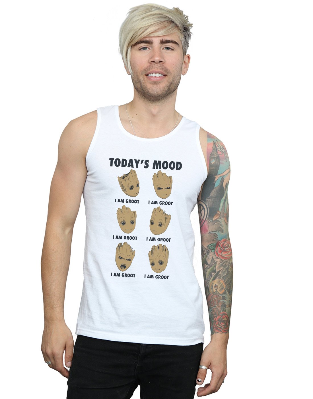 Absolute Cult Men's White Marvel Guardians Of The Galaxy Groot Today's Mood Vest X-Large