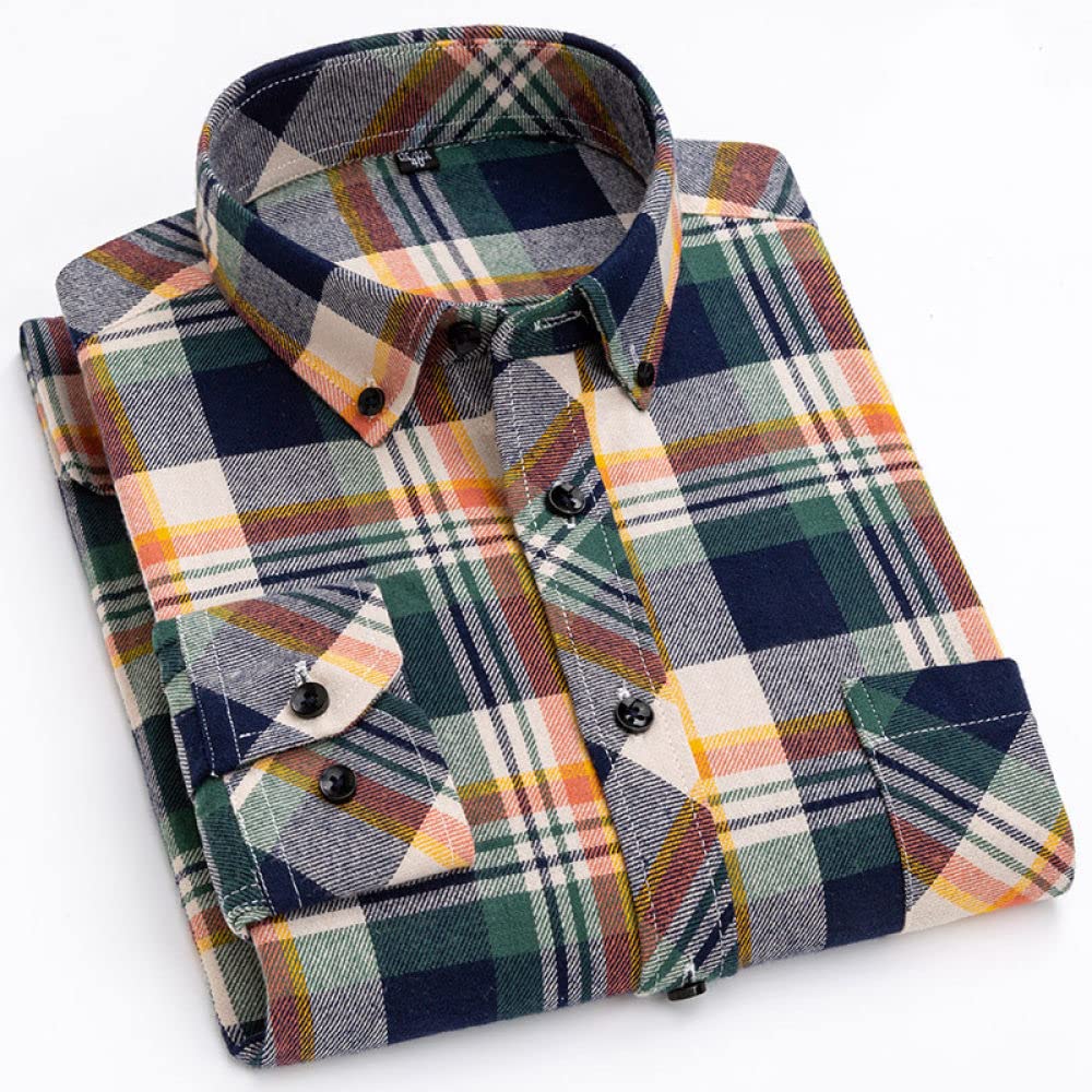 HGJH Herren Thermohemd, Herren Langarm Flanellhemd Thermohemd Schottenkaro Braun Hemd Herren Holzfäller Bequem Karierte Hemdjacke Lässiges Arbeitshemd Für Herren Jungen