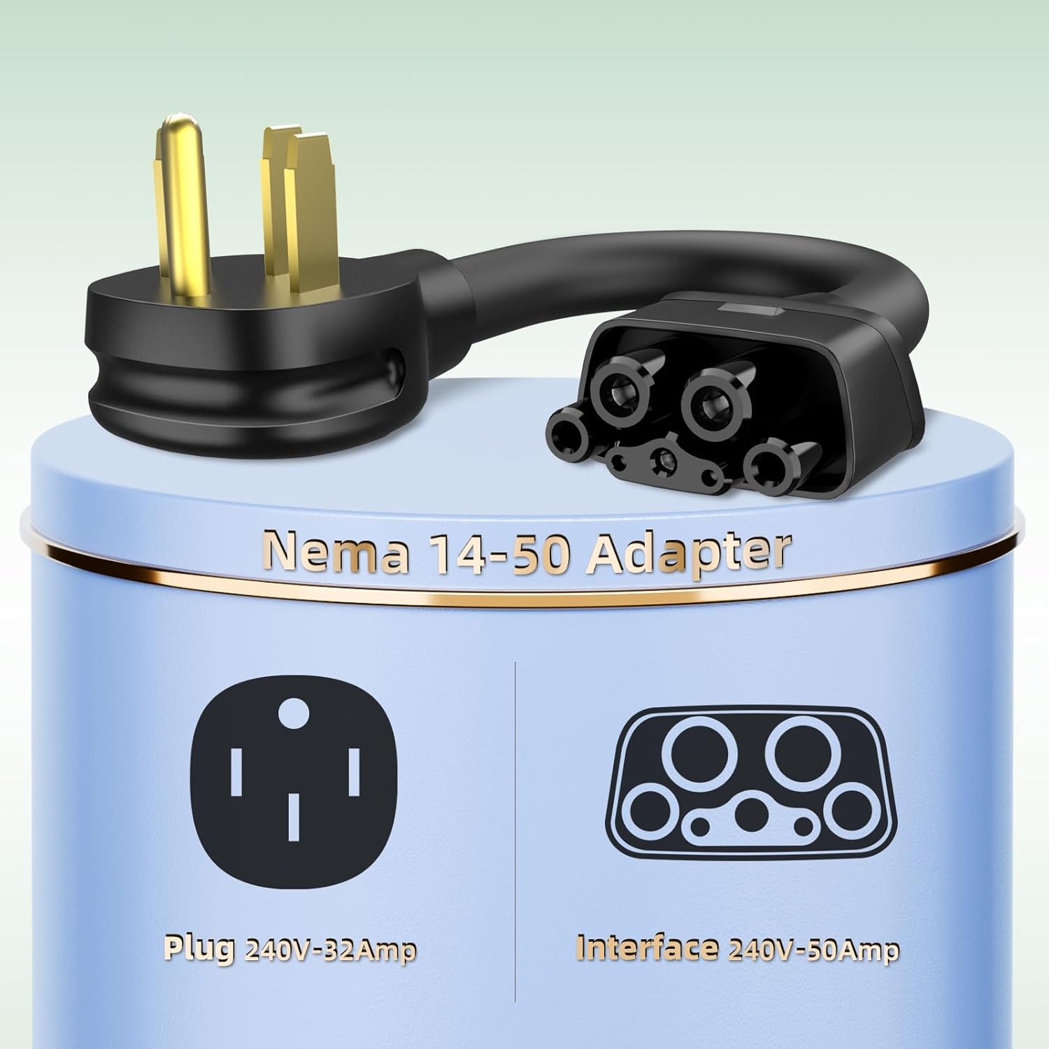 NEMA 14-50 Adapter for Tesla Gen 2 Mobile Connector, 240V 32A EV Fast Charging Adapter, 11 Inch Heavy-Duty Cable, Safe & Durable, Compatible with Tesla Model S 3 X Y - Black