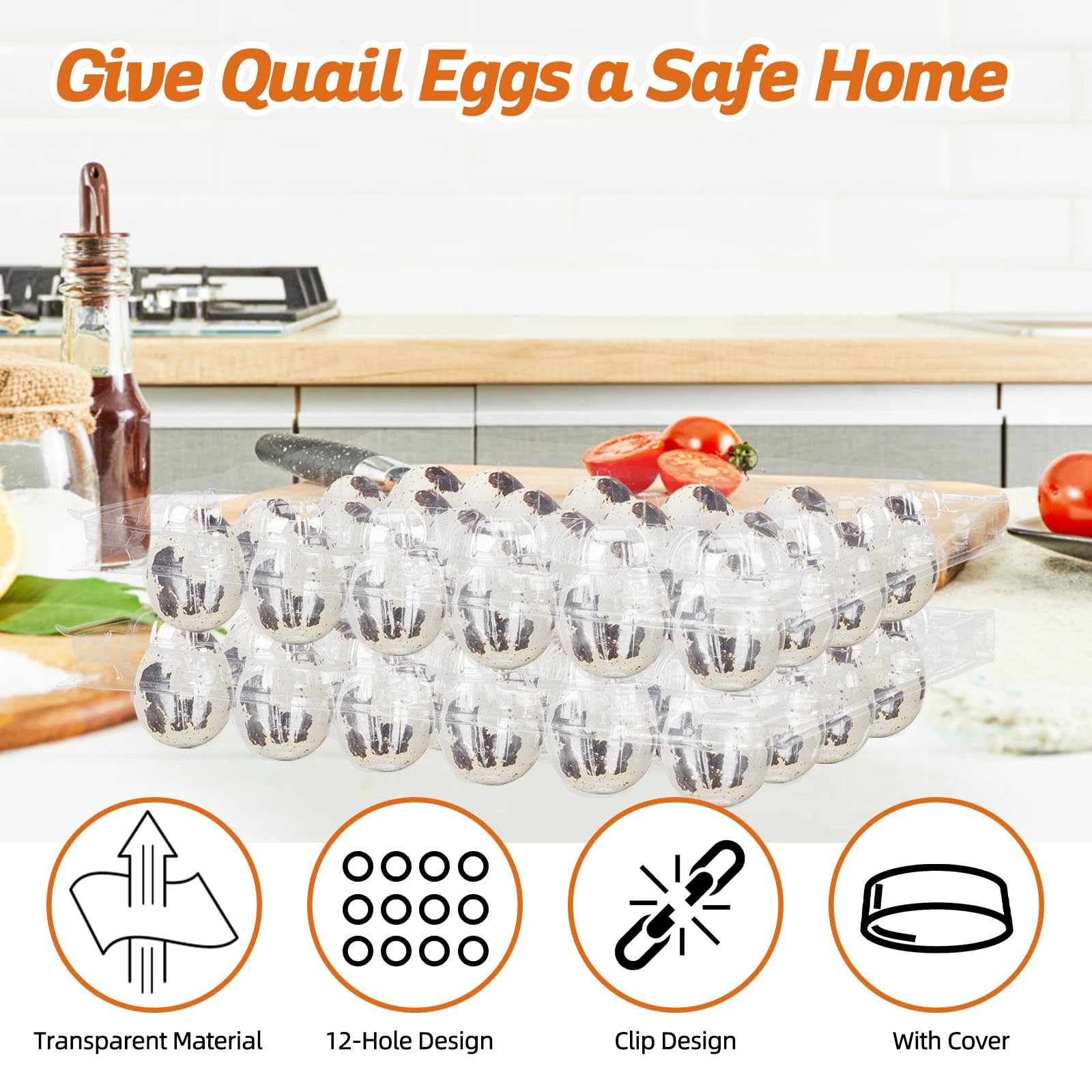 35 Scatole Per Uova Di Quaglia - Portauova In PVC Trasparente Con Coperchio, Griglia Da 12 - Foto 9