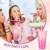 Vista 3 de Lallisa Reusable Cups with Lids and Straws 24oz Plastic Cups for Adults Plastic Drink Water Bottle Travel Mug Iced Cold Drinking Cup for Bachelor