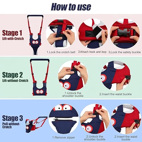 Miniatura 4 de Panitay Arnés de mano para caminar para bebé ajustable para asistente de caminatas con 4 pares de 4 pares de calcetines antideslizantes para bebés