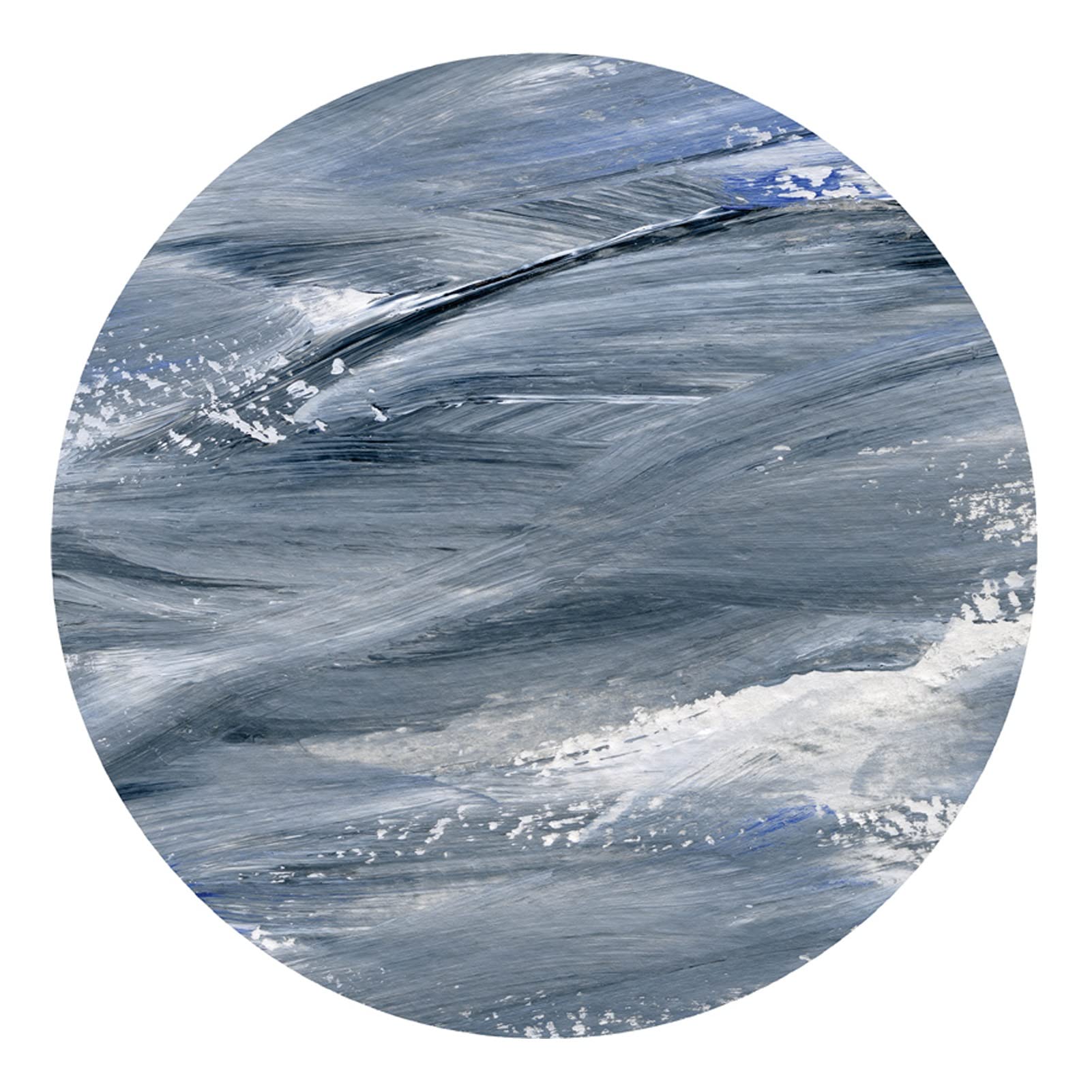 Tapis rond gris bleu nordique de 260 cm de diamètre pour grand salon et chambre d'amis chaleureuse
