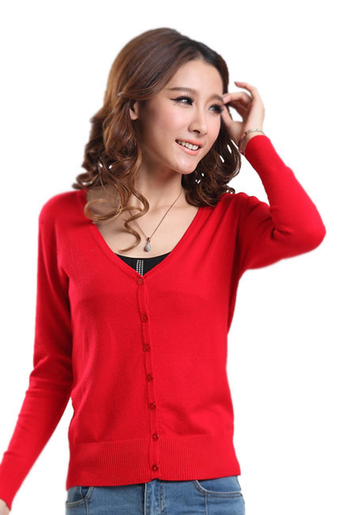 Mooncolour Women's Red 24 Colors Knit Outwear Autumn Cardigan Sweater, Uk16