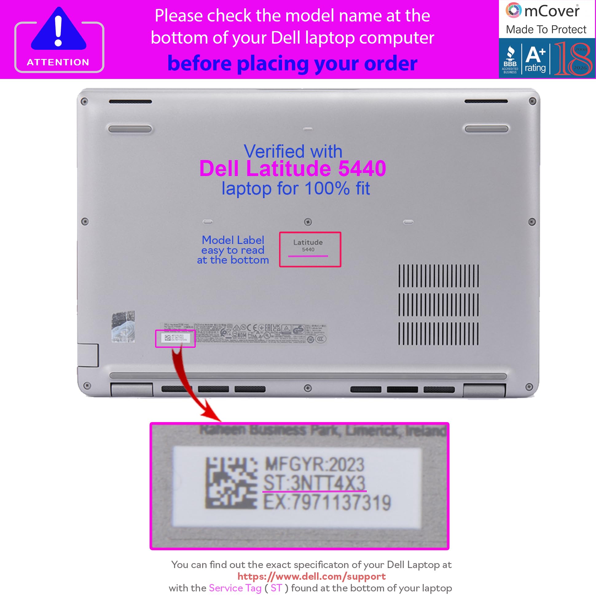 mCover Custodia compatibile solo per notebook Dell Latitude serie 5440 5450/Precision 3480 3490 da 14" (14") 2023 ~ 2025 (non compatibile con altri modelli Dell), rosa
