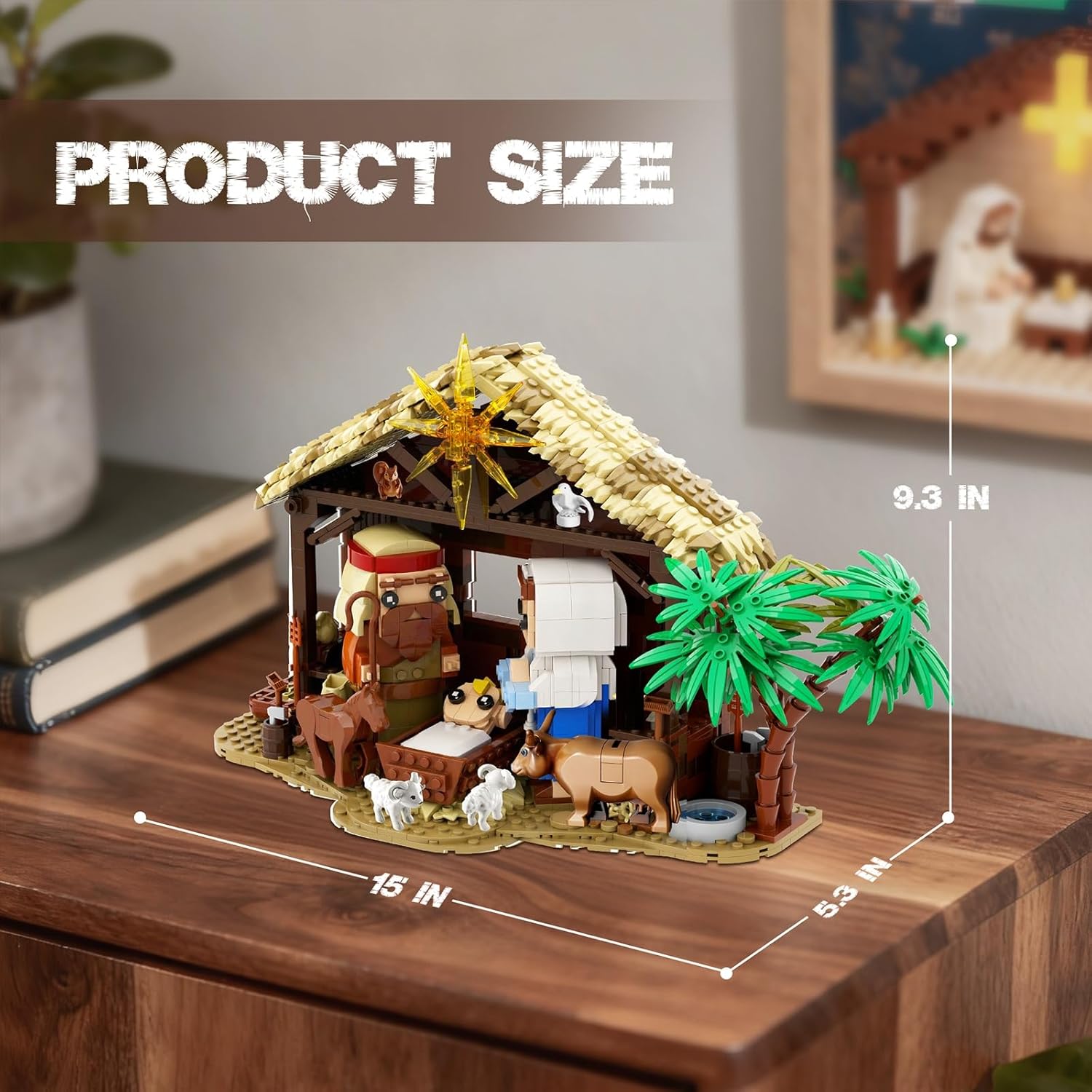 Jesus Nativity Building Set with Lights, 1000PCS Nativity Blocks Compatible with Lego, Holy Family & Animals, Great Easter, Christian, Birthday Gift for Kids Adults