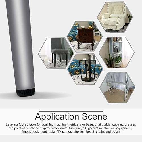 Miniatura 7 de uxcell M8 x 1.102 x 1.181 in pies niveladores deslizantes ajustables para muebles protector de piso para el hogar restaurante mesa pata 20 unidades