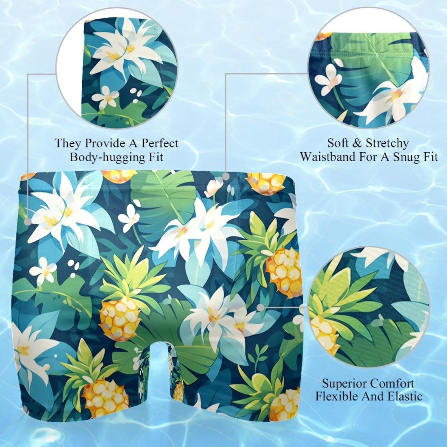 Mens Pineapple Art-1499 Swim Trunks Elastic Waistband Short Mens Bathing Suit, S,