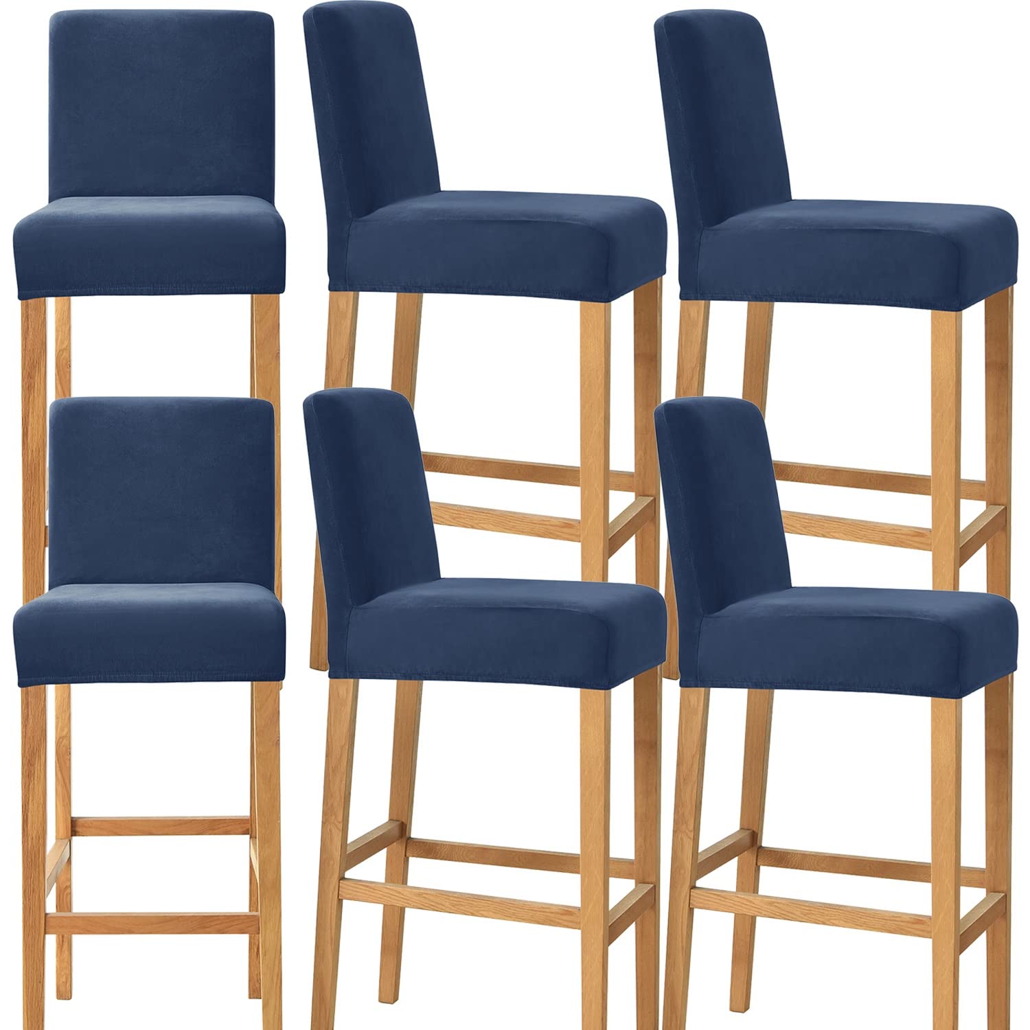 Housses de chaise de bar en velours x6 amovibles pour tabouret pivotant