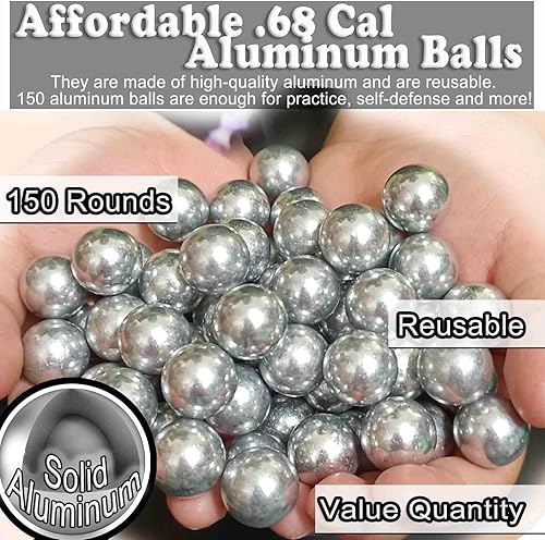 Miniatura 4 de Bolas de aluminio calibre 68 de 150 quilates, bolas de autodefensa de calibre 68 para Byrna SDLETCRMAX, para suministro de sal S2Pistelle X-68, 0.12