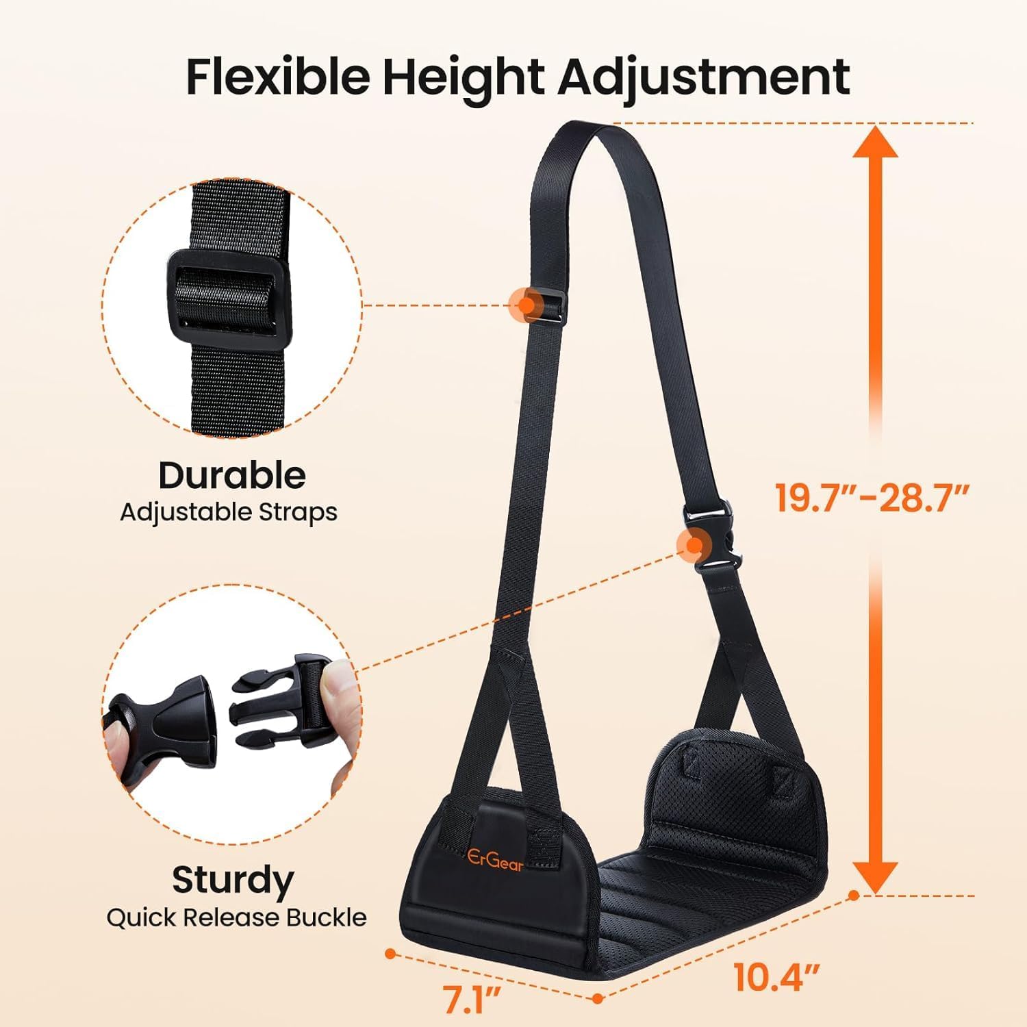 ErGear Airplane Foot Hammock with Wide Hardboard Support, Foot Hammock for Plane Travel with Extended Adjustment Strap, Portable Airplane Foot Rest Travel Essentials for Long Flight - Image 4