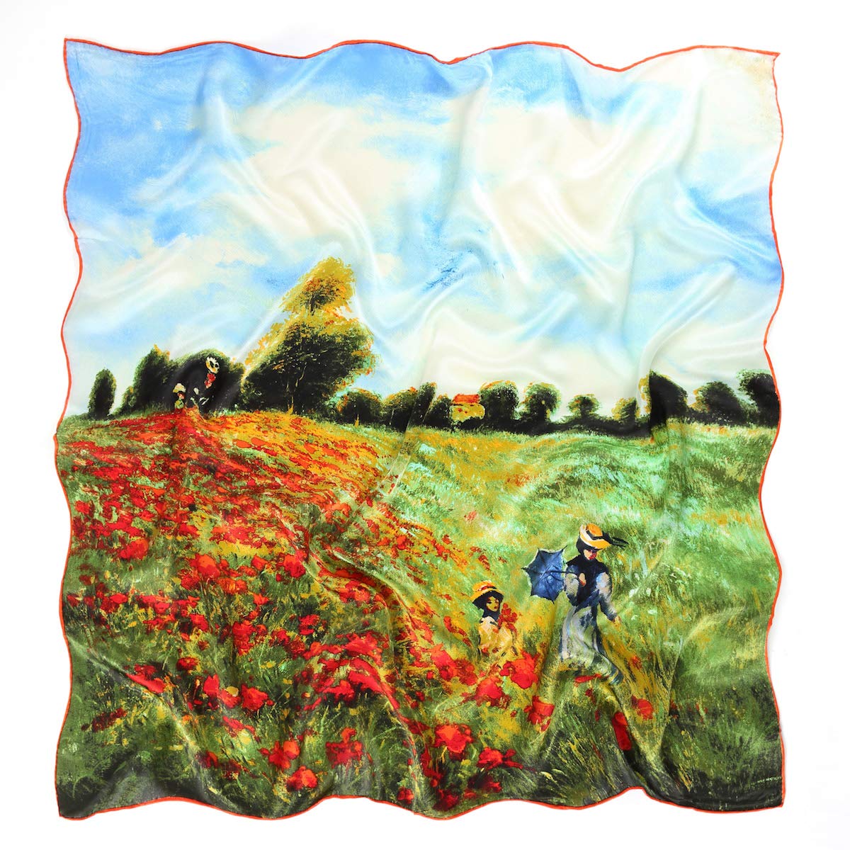 Damski 90 cm kwarcowy jedwabny szal z malowaniem motyw artystyczny od Claude Monet